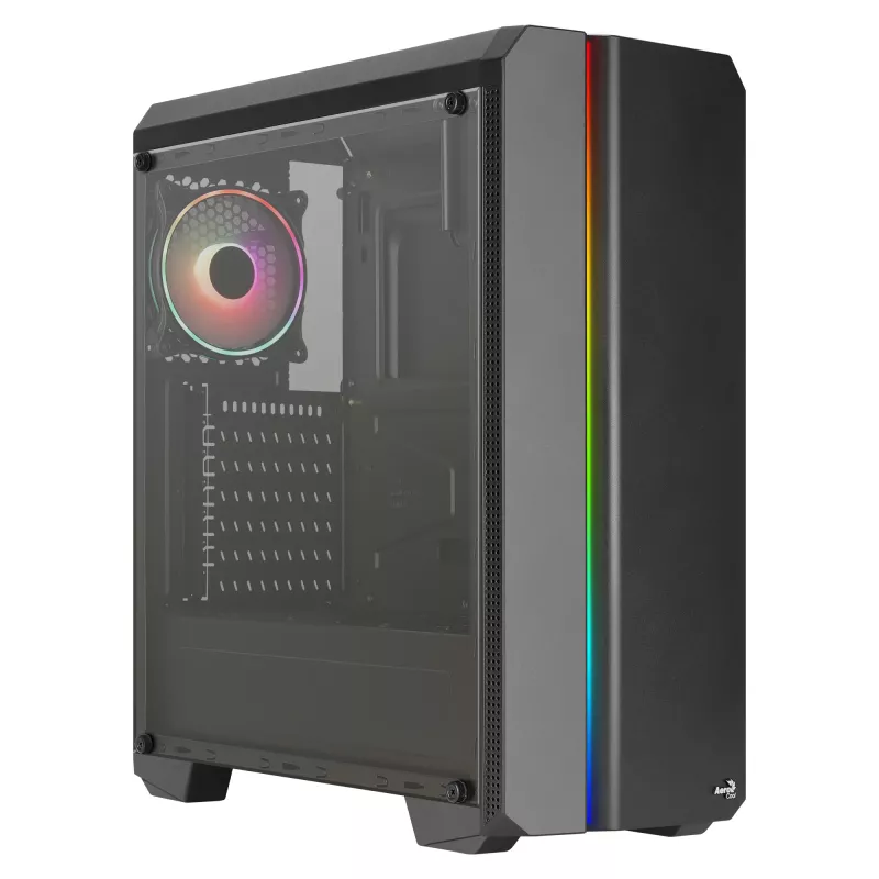Aerocool GENESISV2BK Obudowa PC ATX, panel przedni LED, wentylator ARGB 12 cm, czarna