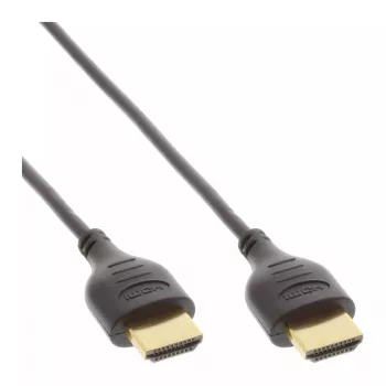 Kabel InLine High Speed HDMI z Ethernetem, AM/AM, supercienki, czarny/złoty, 1,8 m