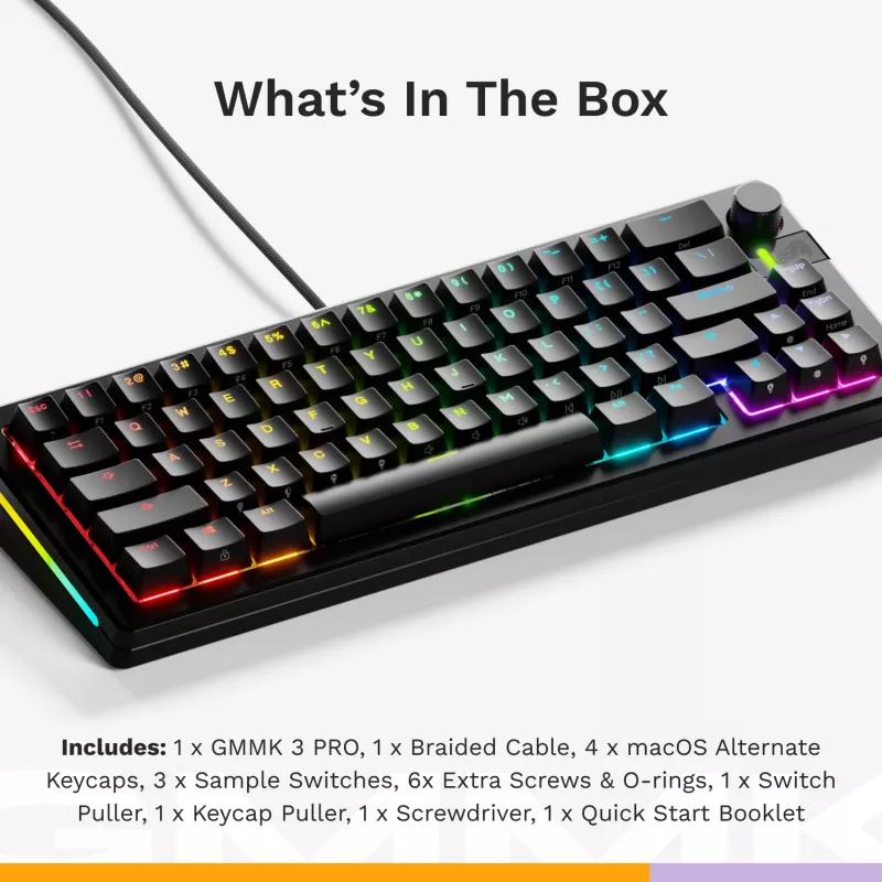 Klawiatura mechaniczna GLORIOUS GMMK 3 PRO 65% Prebuilt przewodowa USB, QWERTY, RGB, czarna
