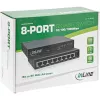 InLine Przełącznik sieciowy 8-portowy, 1 Gb/s, desktop, metalowy, bez wentylatora, porty ekranowane