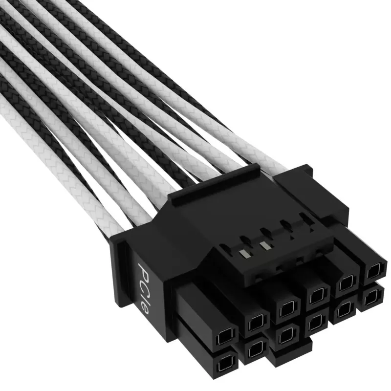 Kabel wewnętrzny CORSAIR Premium Individually Sleeved 12+4-pin PCI-E Gen 5 12VHPWR 600 W Typ 4 Czarny/Biały