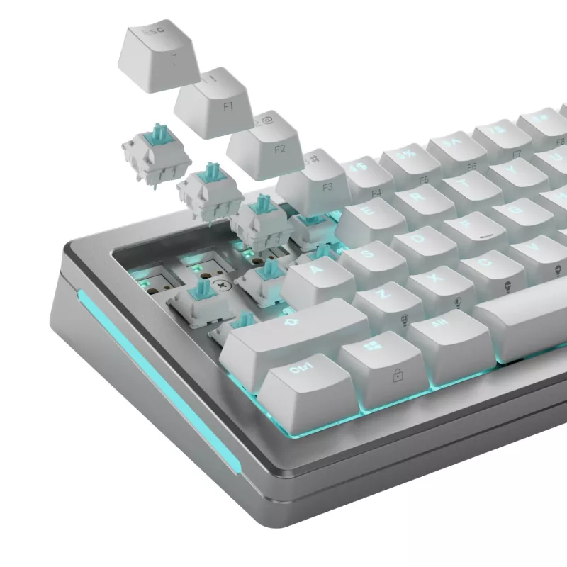 Przełączniki klawiaturowe GLORIOUS Lynx Linear Mechanical Switches — 36 szt., poliwęglan, półprzezroczysty cyjan