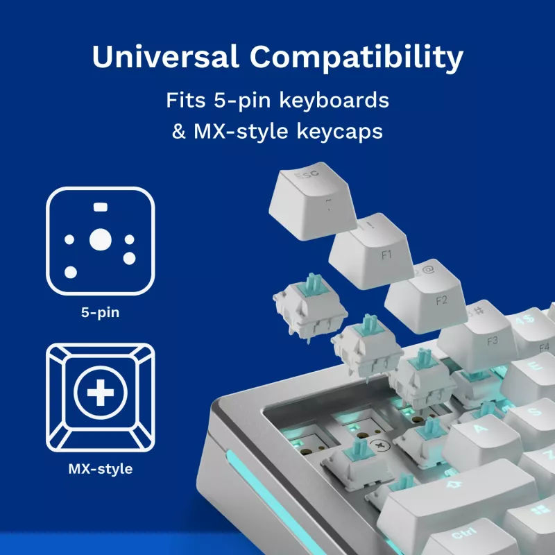Przełączniki klawiaturowe GLORIOUS Lynx Linear Mechanical Switches — 36 szt., poliwęglan, półprzezroczysty cyjan