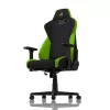 Fotel gamingowy Nitro Concepts S300 — siedzisko z tkaniny, regulowana wysokość 128–140 cm, szerokość oparcia 56 cm, czarny/zielony