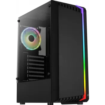 Obudowa PC AEROCOOL Bionic Midi Tower — ATX, hartowane szkło, wnęki 3,5“x2 / 2,5”x4, do 297 mm GPU, 158 mm CPU cooler, niebieski LED