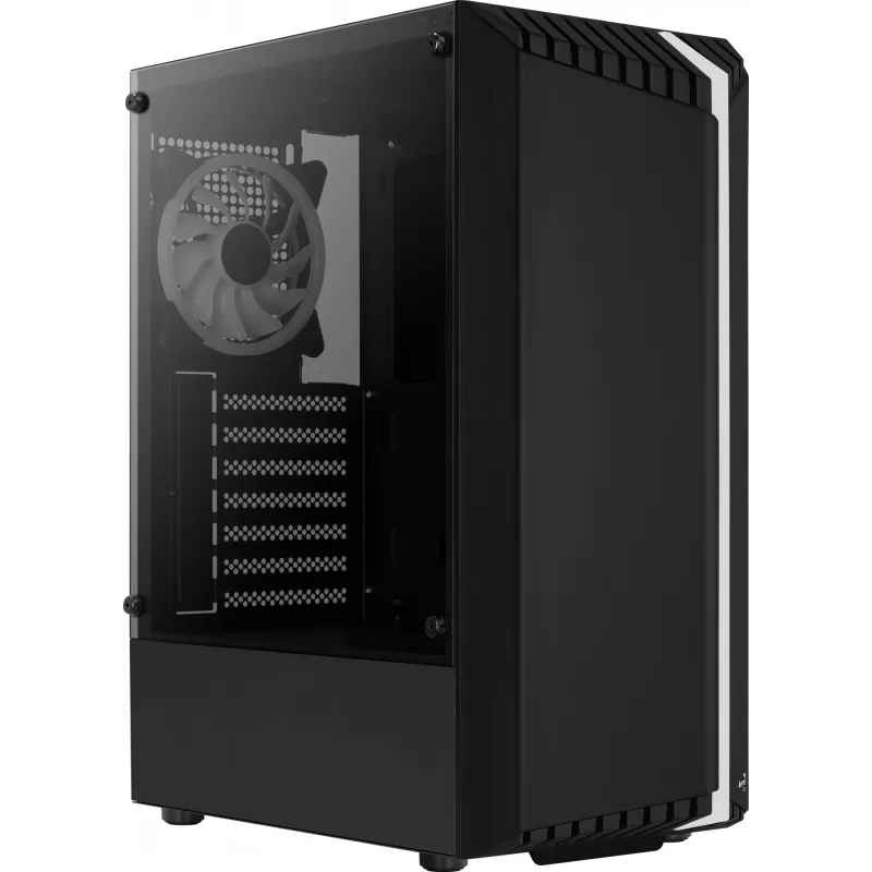 Obudowa PC AEROCOOL Bionic Midi Tower — ATX, hartowane szkło, wnęki 3,5“x2 / 2,5”x4, do 297 mm GPU, 158 mm CPU cooler, niebieski LED