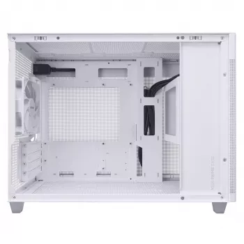 Obudowa PC ASUS Prime AP201 MicroATX Mini Tower Biała — obsługa microATX, GPU do 338 mm, 3×3.5 inch + 1×2.5 inch napędy, USB-A 3.2 Gen1×2, USB-C 3.2 Gen2×1