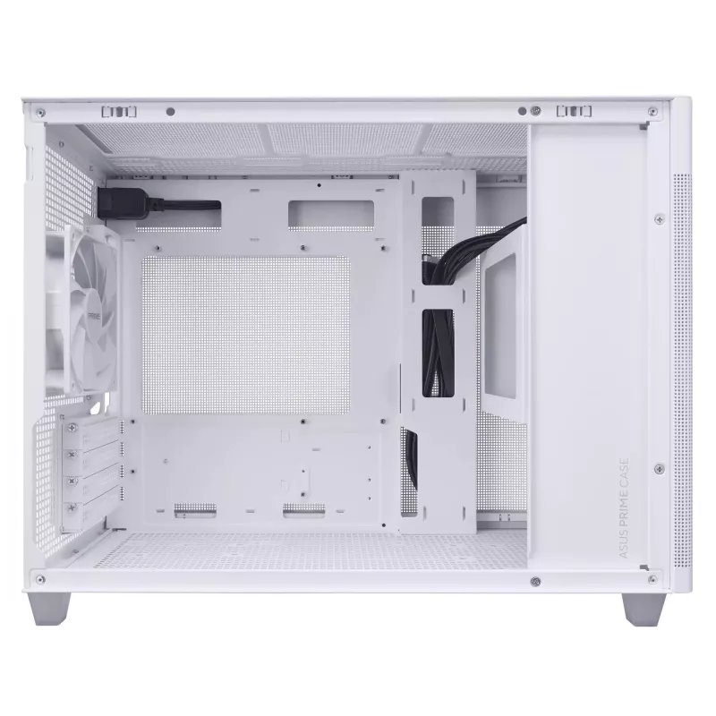 Obudowa PC ASUS Prime AP201 MicroATX Mini Tower Biała — obsługa microATX, GPU do 338 mm, 3×3.5 inch + 1×2.5 inch napędy, USB-A 3.2 Gen1×2, USB-C 3.2 Gen2×1