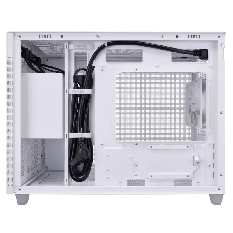 Obudowa PC ASUS Prime AP201 MicroATX Mini Tower Biała — obsługa microATX, GPU do 338 mm, 3×3.5 inch + 1×2.5 inch napędy, USB-A 3.2 Gen1×2, USB-C 3.2 Gen2×1