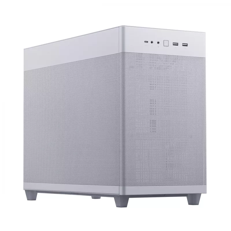 Obudowa PC ASUS Prime AP201 MicroATX Mini Tower Biała — obsługa microATX, GPU do 338 mm, 3×3.5 inch + 1×2.5 inch napędy, USB-A 3.2 Gen1×2, USB-C 3.2 Gen2×1