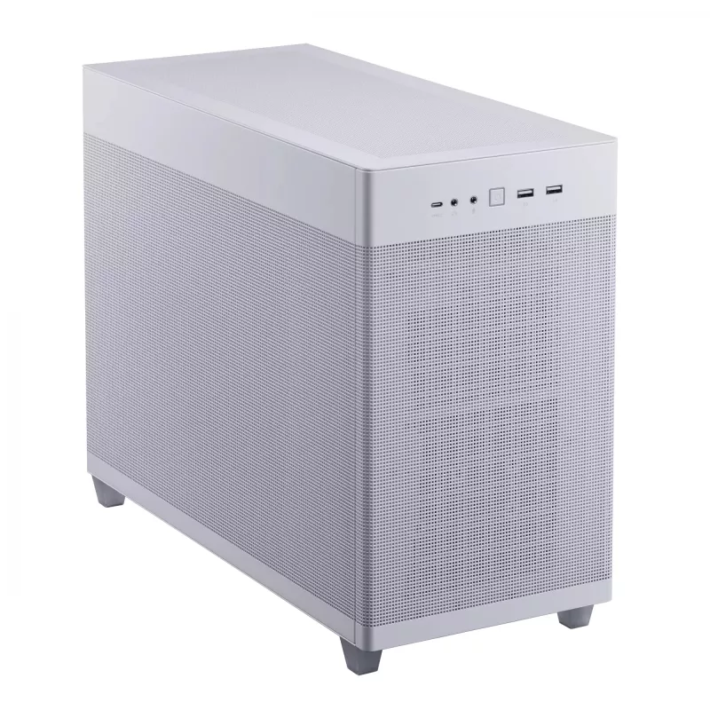 Obudowa PC ASUS Prime AP201 MicroATX Mini Tower Biała — obsługa microATX, GPU do 338 mm, 3×3.5 inch + 1×2.5 inch napędy, USB-A 3.2 Gen1×2, USB-C 3.2 Gen2×1