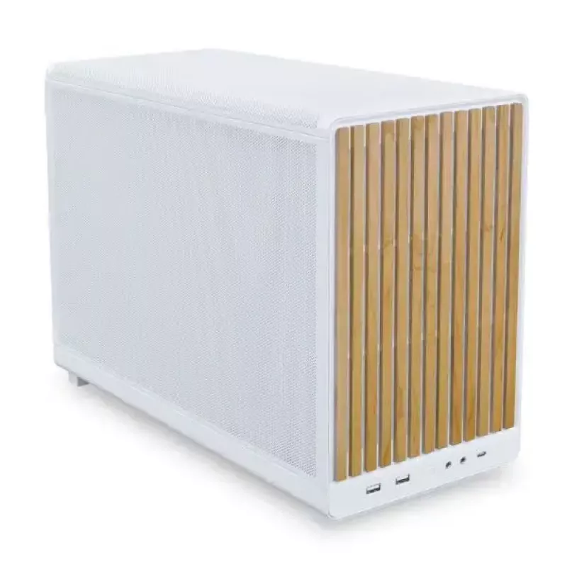 Obudowa komputerowa Lian Li A3-mATX Micro Tower biała z akcentami w kolorze drewna — obsługa Micro-ATX/Mini-ITX, ATX/SFX/SFX‑L