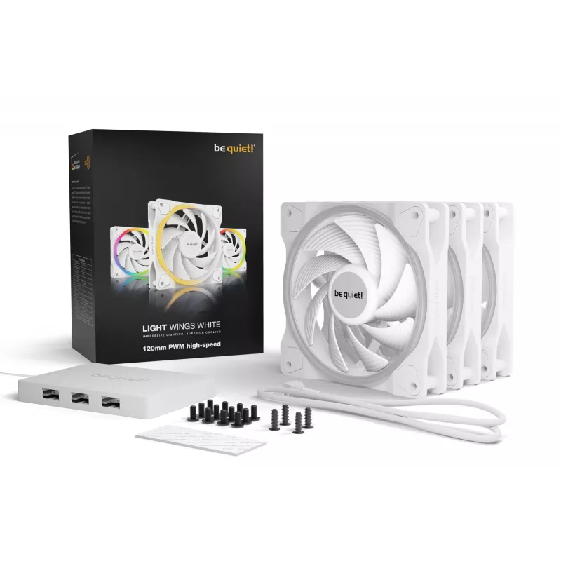 be quiet Light Wings biały | 120mm PWM high-speed Triple-Pack Wentylator do obudowy komputera 12 cm 3 szt.