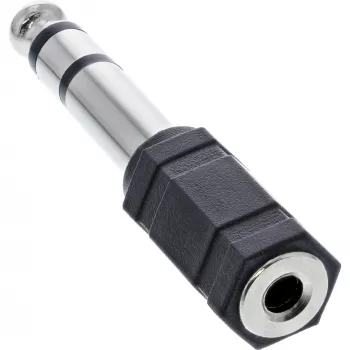 Adapter audio InLine 6,3 mm męski / 3,5 mm żeński stereo, gniazdo jack 3,5 mm, jack 3,5 mm F, czarny