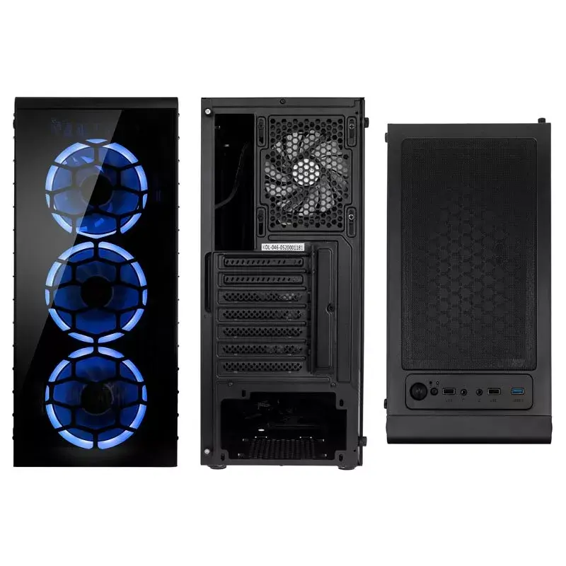 PC Midi Tower Kolink Observatory Lite — Czarny, Szkło Hartowane, ATX/Micro-ITX, 3x120mm Przód, 1x120mm Tył, 190×400×440 mm