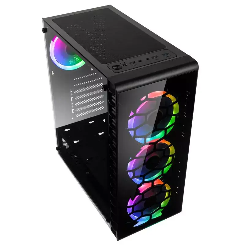 PC Midi Tower Kolink Observatory Lite — Czarny, Szkło Hartowane, ATX/Micro-ITX, 3x120mm Przód, 1x120mm Tył, 190×400×440 mm
