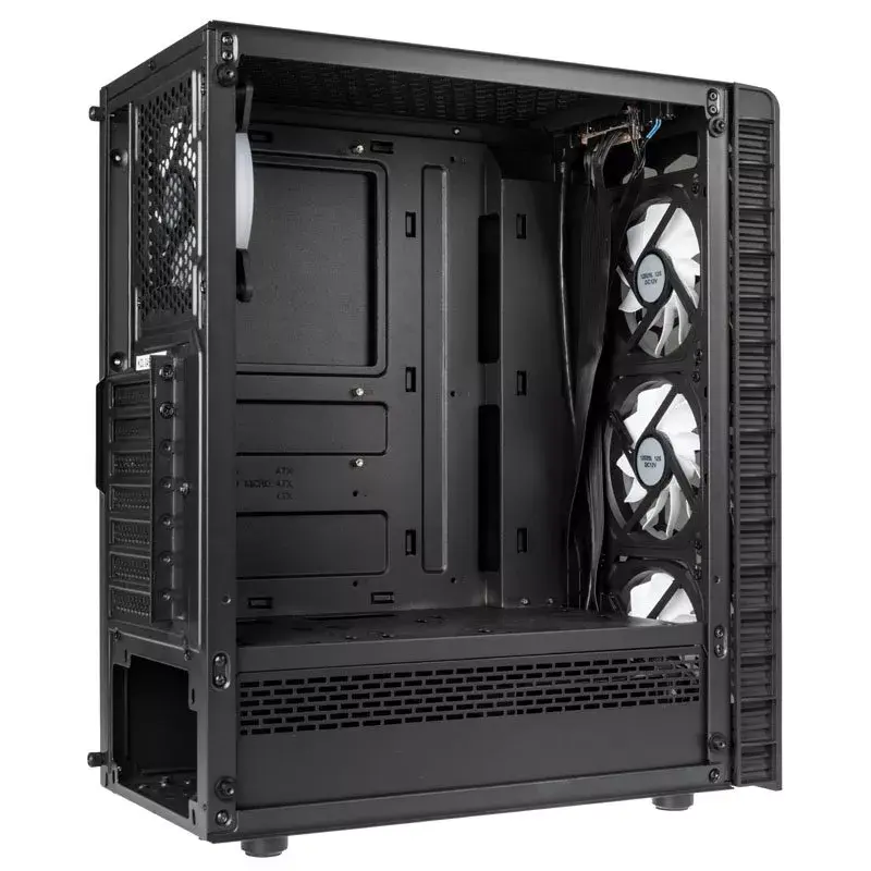 PC Midi Tower Kolink Observatory Lite — Czarny, Szkło Hartowane, ATX/Micro-ITX, 3x120mm Przód, 1x120mm Tył, 190×400×440 mm