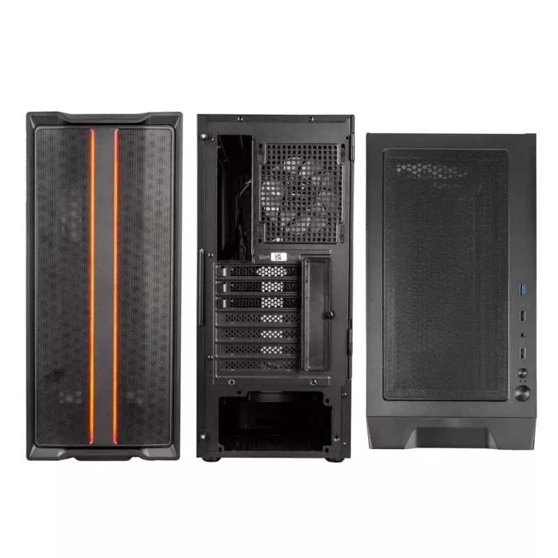 Obudowa PC Kolink Inspire K12 ARGB Midi Tower — Czarna z przezroczystym panelem bocznym, obsługuje ATX/Micro ATX/ITX, 2x3,5 cala + 2x2,5 cala zatoki