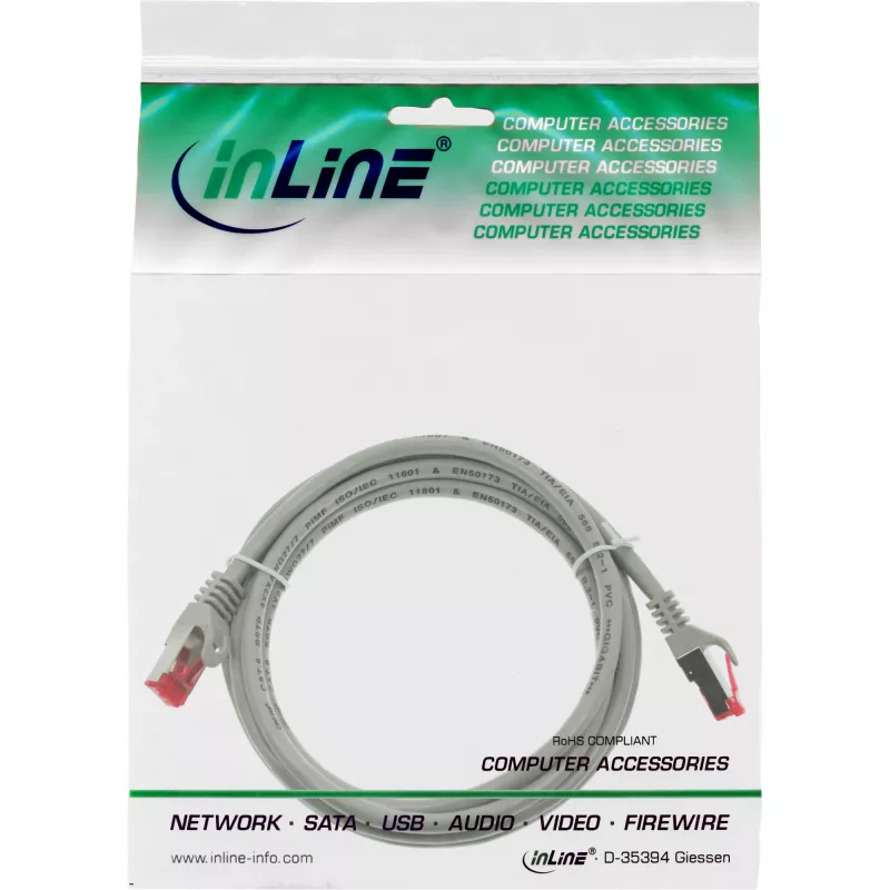 InLine Patch kabel S/FTP PiMF Cat.6 250MHz PVC miedź szary 3m