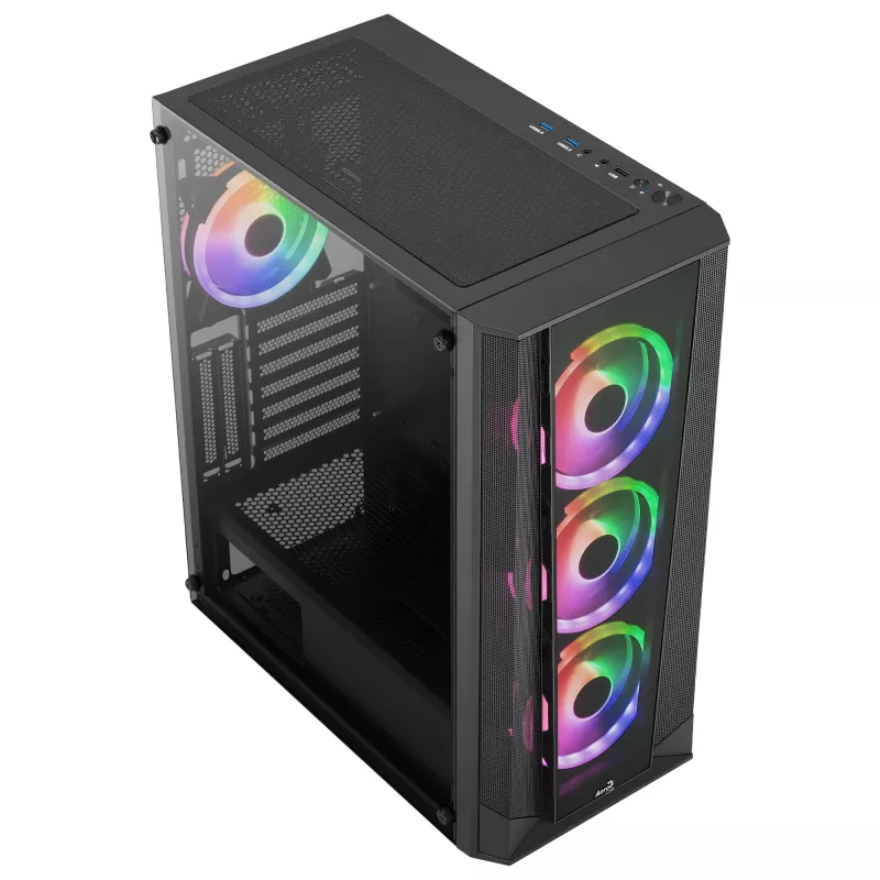 Aerocool PRISMBKV3 PC Case ATX Czarny 4 Fans ARGB Front Side Side Tempered Glass