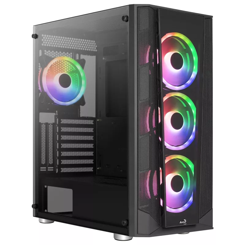 Aerocool PRISMBKV3 PC Case ATX Czarny 4 Fans ARGB Front Side Side Tempered Glass