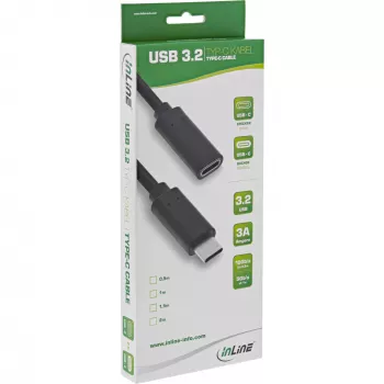 Przedłużacz USB 3.2 Gen 2 InLine 35772 2 m USB-C męski/żeński czarny