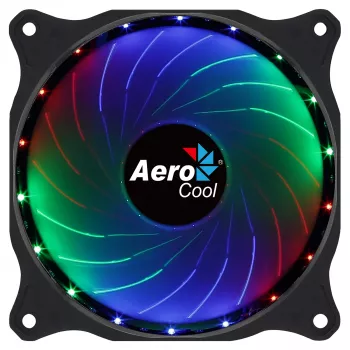 AEROCOOL COSMO12FRGB 120mm wentylator do obudowy komputera, 1000 RPM, 15 diod LED RGB, złącze Molex, 3,72 W, czarny