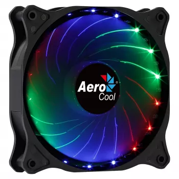 AEROCOOL COSMO12FRGB 120mm wentylator do obudowy komputera, 1000 RPM, 15 diod LED RGB, złącze Molex, 3,72 W, czarny