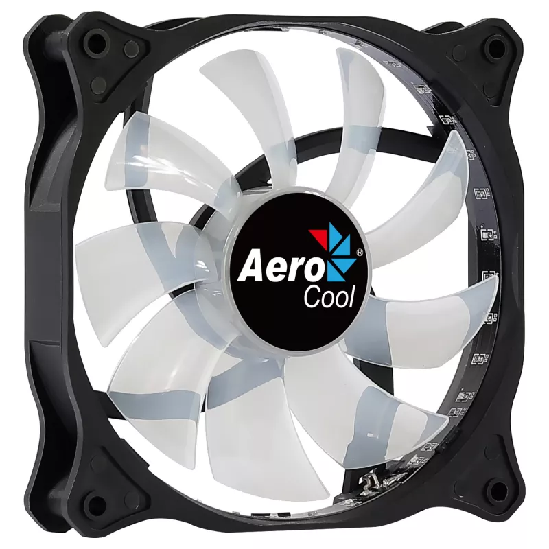 AEROCOOL COSMO12FRGB 120mm wentylator do obudowy komputera, 1000 RPM, 15 diod LED RGB, złącze Molex, 3,72 W, czarny