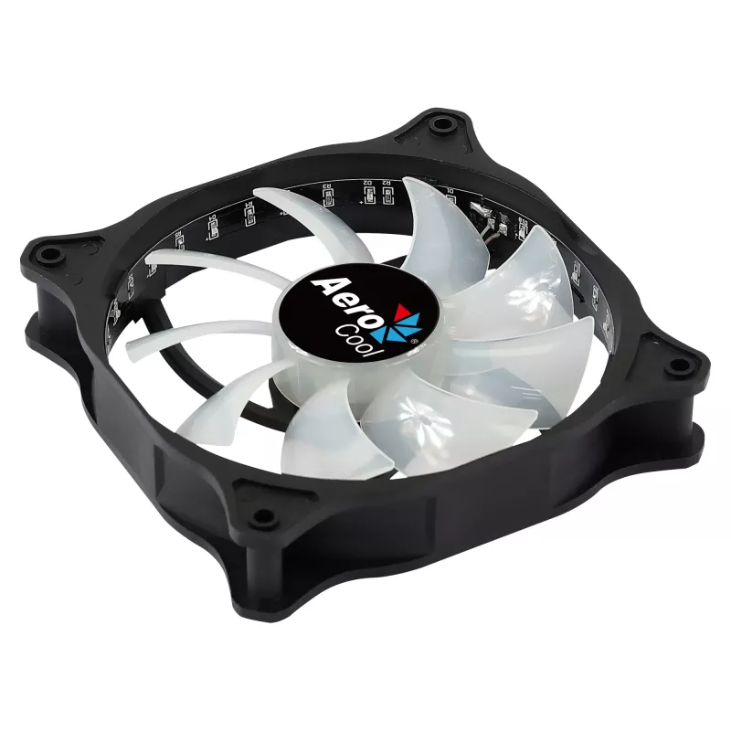 AEROCOOL COSMO12FRGB 120mm wentylator do obudowy komputera, 1000 RPM, 15 diod LED RGB, złącze Molex, 3,72 W, czarny