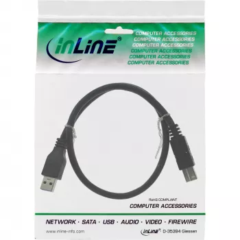 Kabel InLine USB 3.2 Gen.1 Typ A męski / Typ B męski, czarny, 3m