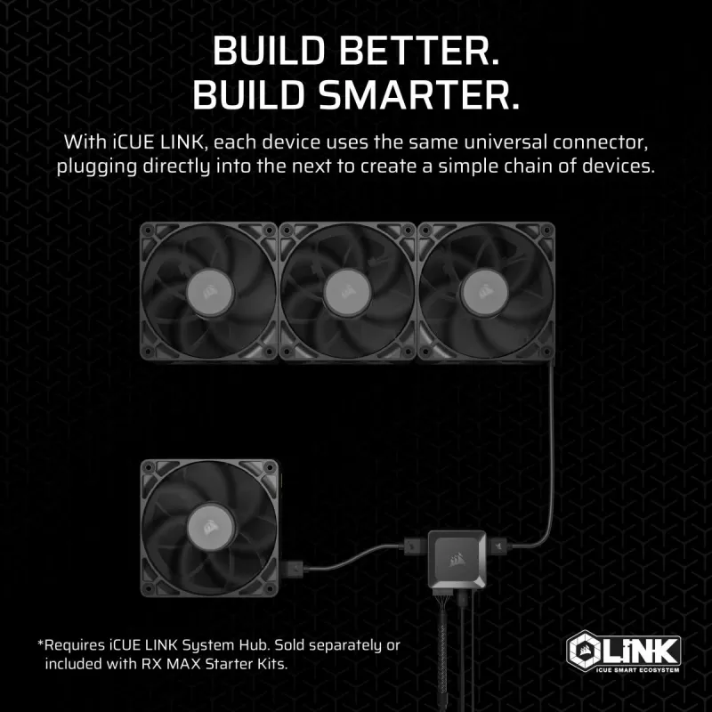 Wentylator CORSAIR iCUE LINK RX140 MAX 140 mm PWM gruby rozszerzenie