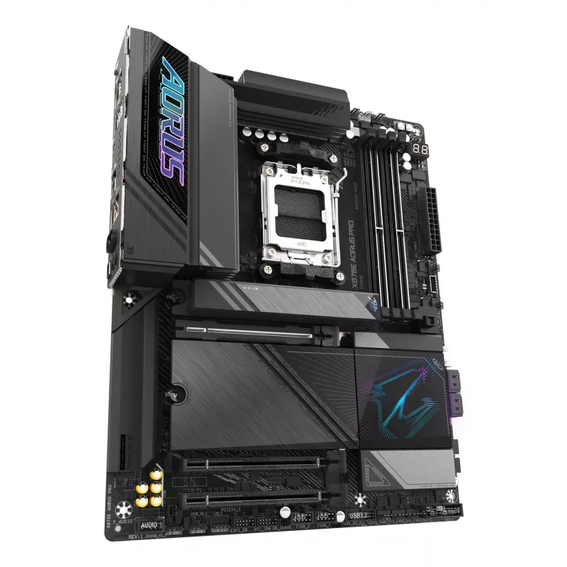 Płyta główna GIGABYTE X870E AORUS PRO - obsługuje procesory AMD Ryzen 9000, 16+2+2 faz cyfrowego VRM, do 8000 MHz DDR5 (OC), 3xPCIe 5.0 + 1xPCIe 4.0, Wi-Fi 7, 2,5GbE LAN, USB 4