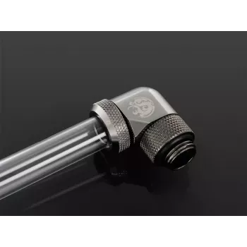 Bitspower BP-BSE90RML mosiężna złączka obrotowa 90° do chłodzenia cieczą PC, gwint G1/4, czarna