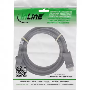 Kabel konwertera InLine DisplayPort na HDMI, 4K/60Hz, czarny, 5 m