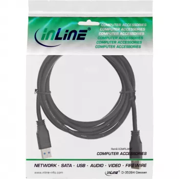 InLine USB 3.2 Gen.1 Kabel Typ A męski / A męski, czarny, 2m