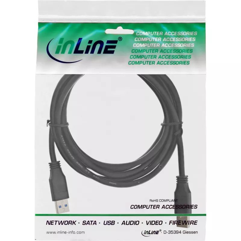 InLine USB 3.2 Gen.1 Kabel Typ A męski / A męski, czarny, 2m