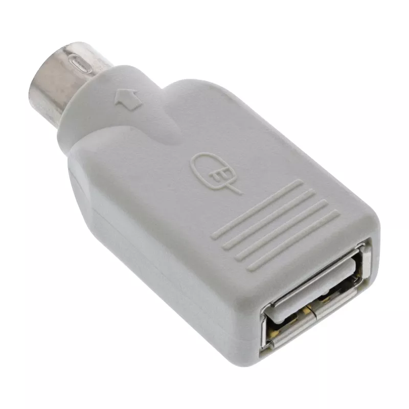 Adapter InLine USB A żeński / PS/2 męski, PS/2 męski, USB A, Beżowy