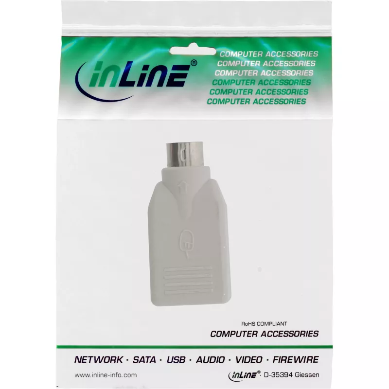 Adapter InLine USB A żeński / PS/2 męski, PS/2 męski, USB A, Beżowy