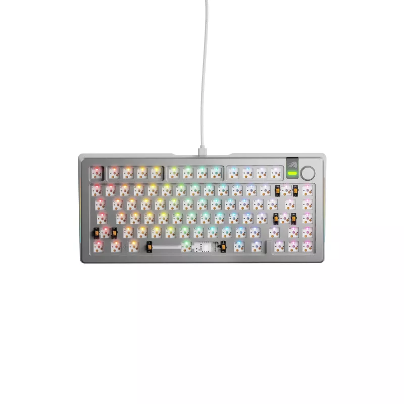 Glorious Gaming GMMK 3 PRO 75% Barebones Wired srebrny - US, 75%, Przewodowa, USB, RGB LED, Srebrna