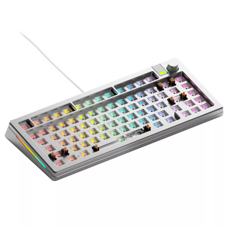 Glorious Gaming GMMK 3 PRO 75% Barebones Wired srebrny - US, 75%, Przewodowa, USB, RGB LED, Srebrna