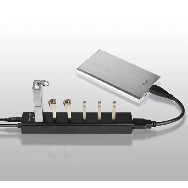 Axagon HUE-SA7BP 7x USB 3.0 ALU CHARGING hub CZARNY z zasilaczem AC