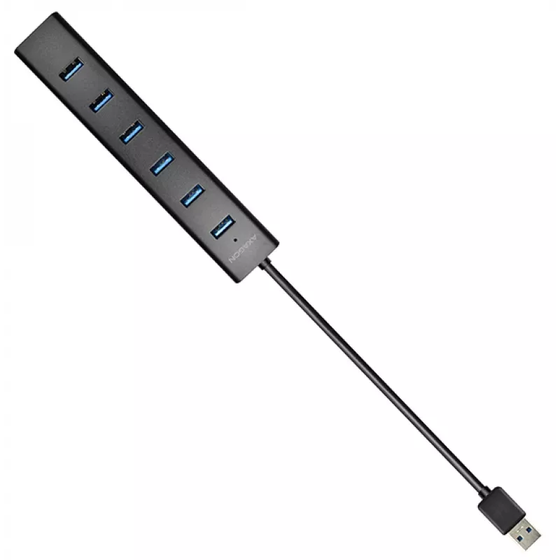 Axagon HUE-SA7BP 7x USB 3.0 ALU CHARGING hub CZARNY z zasilaczem AC
