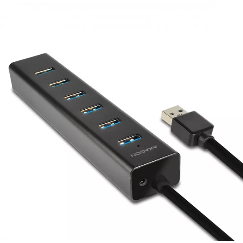 Axagon HUE-SA7BP 7x USB 3.0 ALU CHARGING hub CZARNY z zasilaczem AC