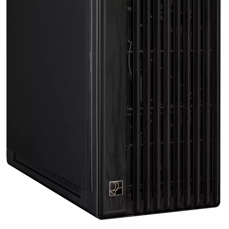 Obudowa PC ASUS ProArt PA602 Wood Edition Midi Tower Czarna — obsługa EATX, GPU 45 cm, zasilacz/chłodzenie 19 cm, 8 zatok HDD, USB-C