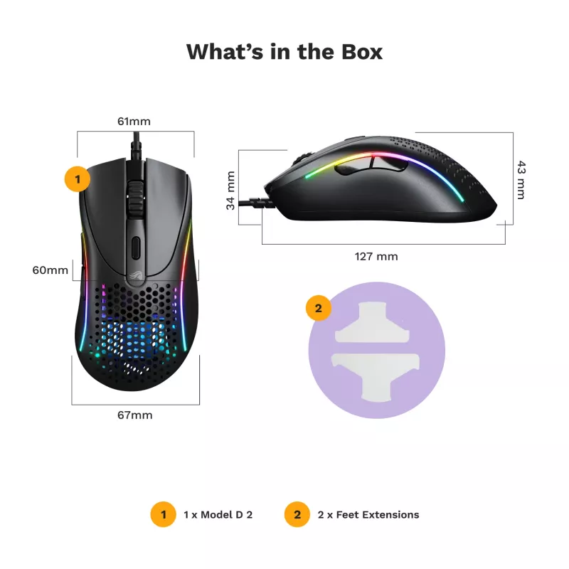 Glorious Gaming Glorious Model D 2 Wired - Matte Czarny