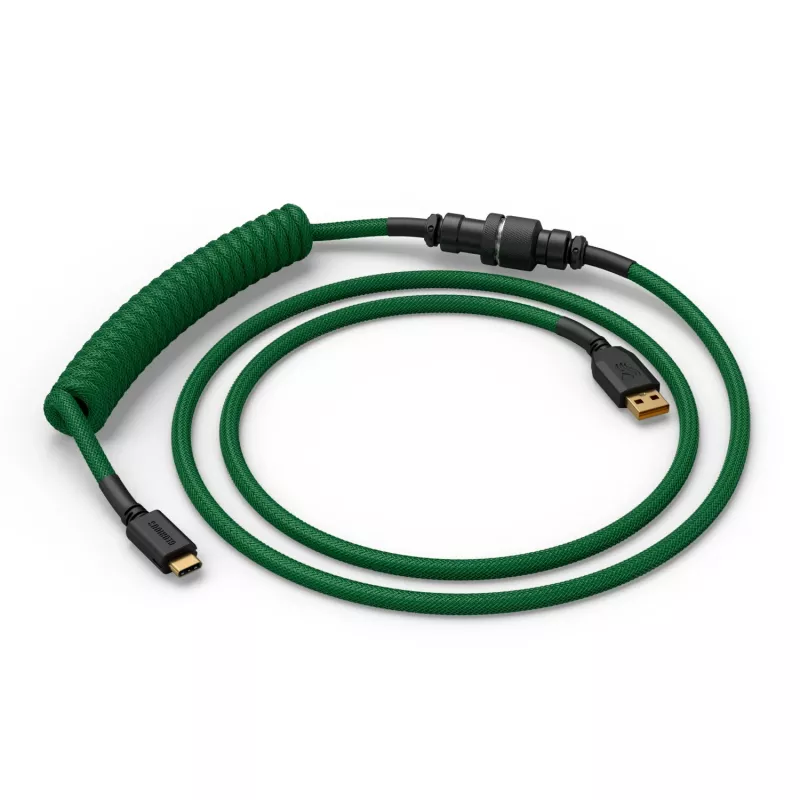 Glorious Gaming Glorious GMMK Spiralny kabel Forest Rain, zielony, 1.4 m, 1 szt., Glorious Gaming, USB Type-A, USB Type-C, Aviator