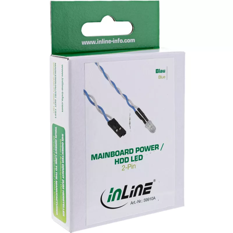InLine Mainboard Power / HDD LED, niebieska, 5 mm, 0,8 m