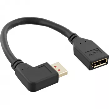 adapter kablowya InLine DisplayPort 1.4 M/F, 8K4K, kątowy w lewo, czarny/złoty, 0.15m