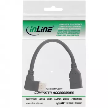 adapter kablowya InLine DisplayPort 1.4 M/F, 8K4K, kątowy w lewo, czarny/złoty, 0.15m